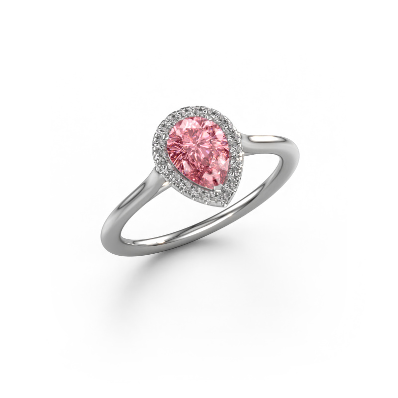 Image of Engagement ring Seline per 1 950 platinum Pink lab grown diamond 7x5 mm
