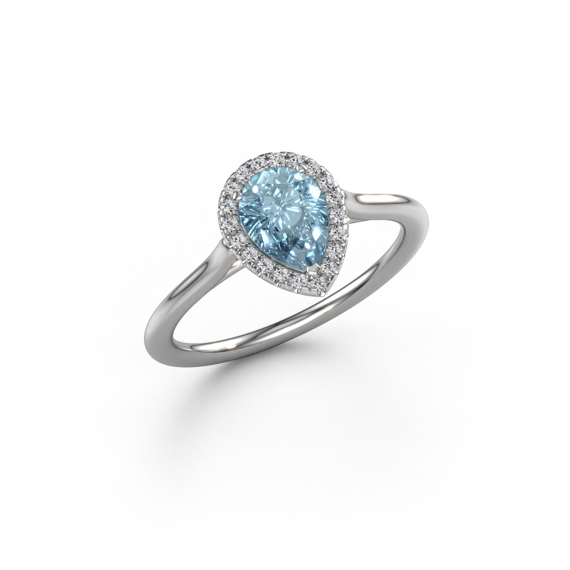 Image of Engagement ring Seline per 1 950 platinum Blue lab grown diamond 7x5 mm