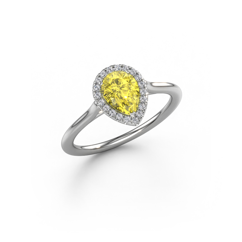 Image of Engagement ring Seline per 1 950 platinum Yellow lab grown diamond 7x5 mm