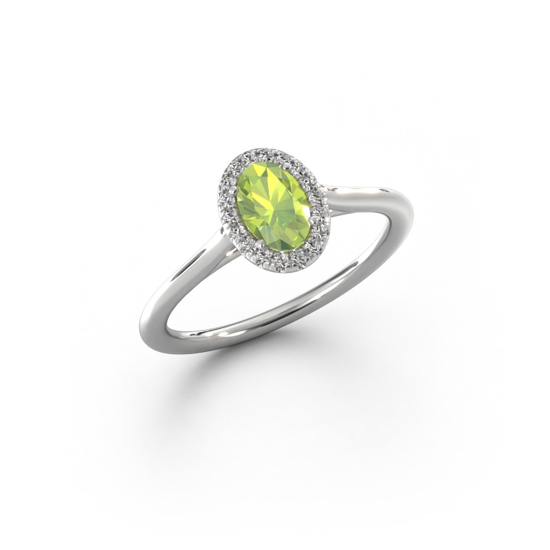 Bild von Verlobungsring Seline ovl 1 585 Weißgold Peridot 6x4 mm