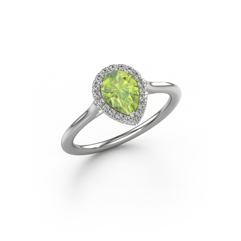 Image of Engagement ring Seline per 1 585 white gold Peridot 7x5 mm