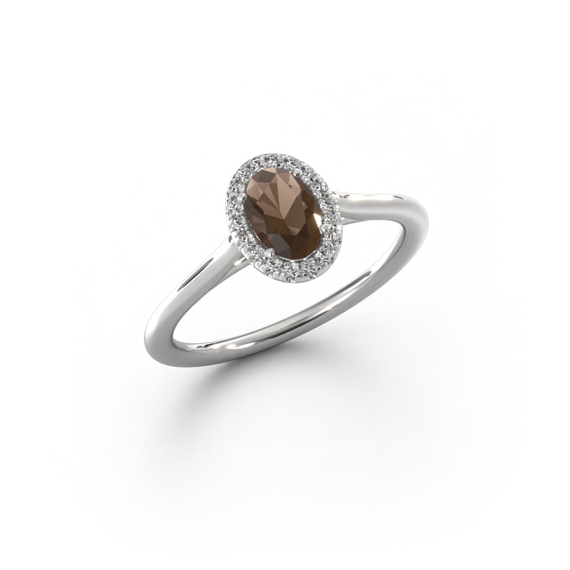 Image of Engagement ring Seline ovl 1 950 platinum Smokey quartz 6x4 mm