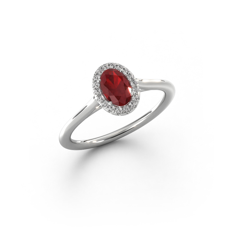 Image of Engagement ring Seline ovl 1 950 platinum Ruby 6x4 mm