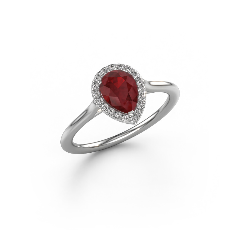 Image of Engagement ring Seline per 1 950 platinum Ruby 7x5 mm