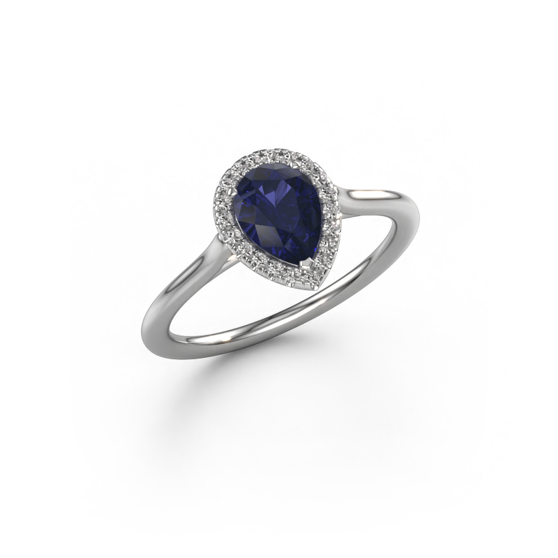 Image of Engagement ring Seline per 1 585 white gold Sapphire 7x5 mm
