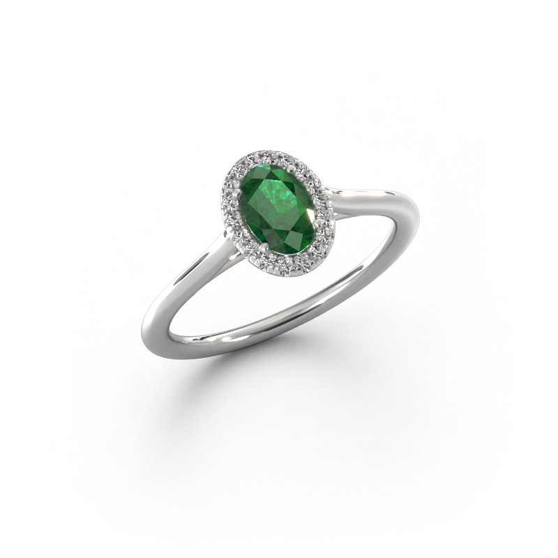 Image of Engagement ring Seline ovl 1 585 white gold Emerald 6x4 mm