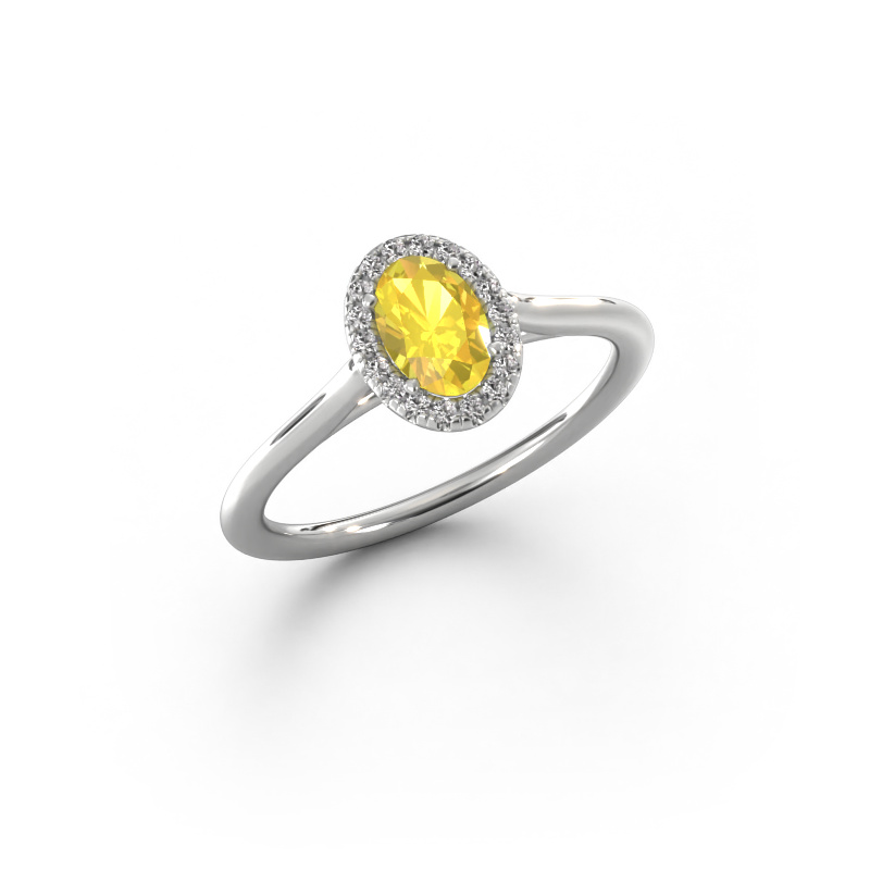Image of Engagement ring Seline ovl 1 950 platinum Yellow sapphire 6x4 mm