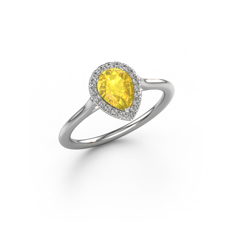 Image of Engagement ring Seline per 1 950 platinum Yellow sapphire 7x5 mm