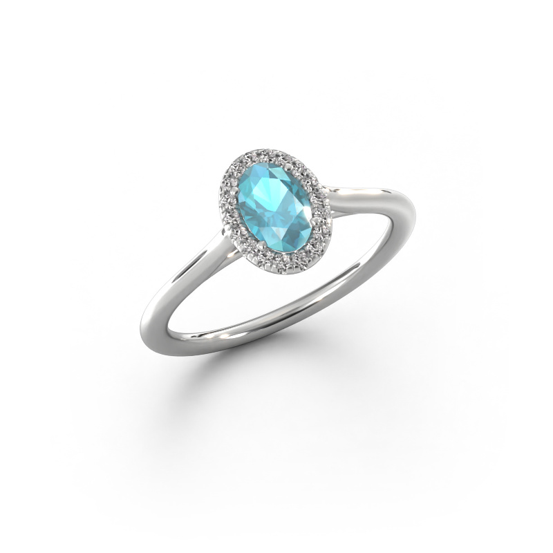Image of Engagement ring Seline ovl 1 950 platinum Blue topaz 6x4 mm