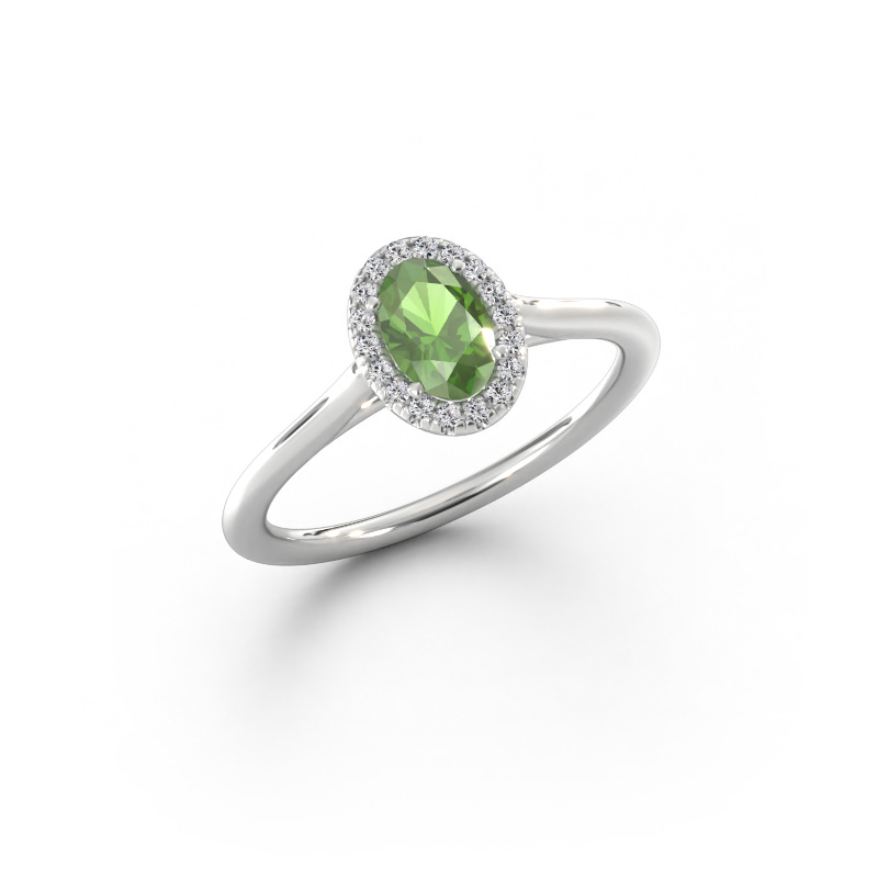 Afbeelding van Verlovingsring Seline ovl 1 950 platina Toermalijn groen 6x4 mm