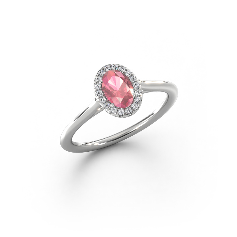 Image of Engagement ring Seline ovl 1 585 white gold Tourmaline pink 6x4 mm