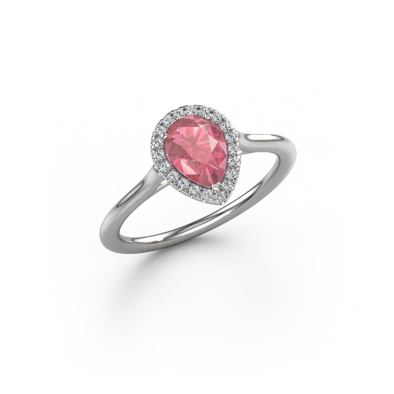 Image of Engagement ring Seline per 1 585 white gold Tourmaline pink 7x5 mm