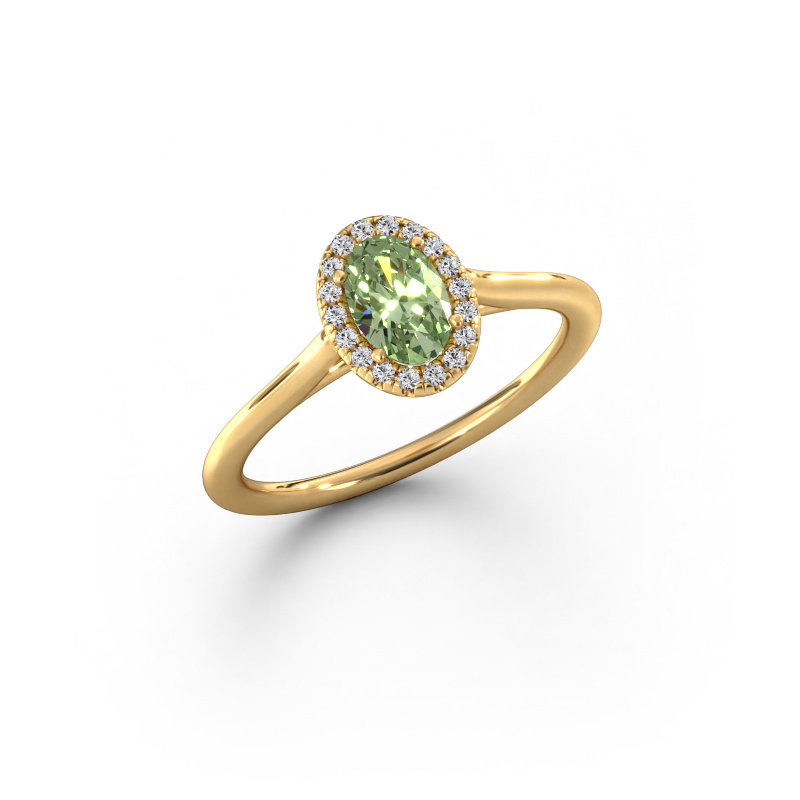 Image of Engagement ring Seline ovl 1 585 gold Green lab grown diamond 6x4 mm
