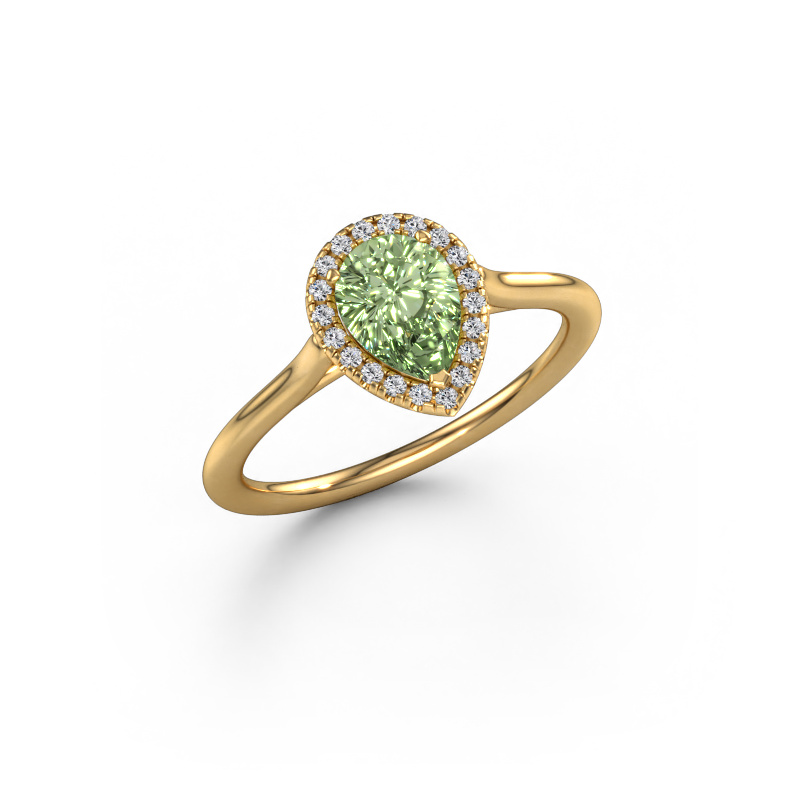 Image of Engagement ring Seline per 1 585 gold Green lab grown diamond 7x5 mm
