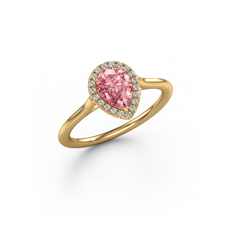 Image of Engagement ring Seline per 1 585 gold Pink lab grown diamond 7x5 mm