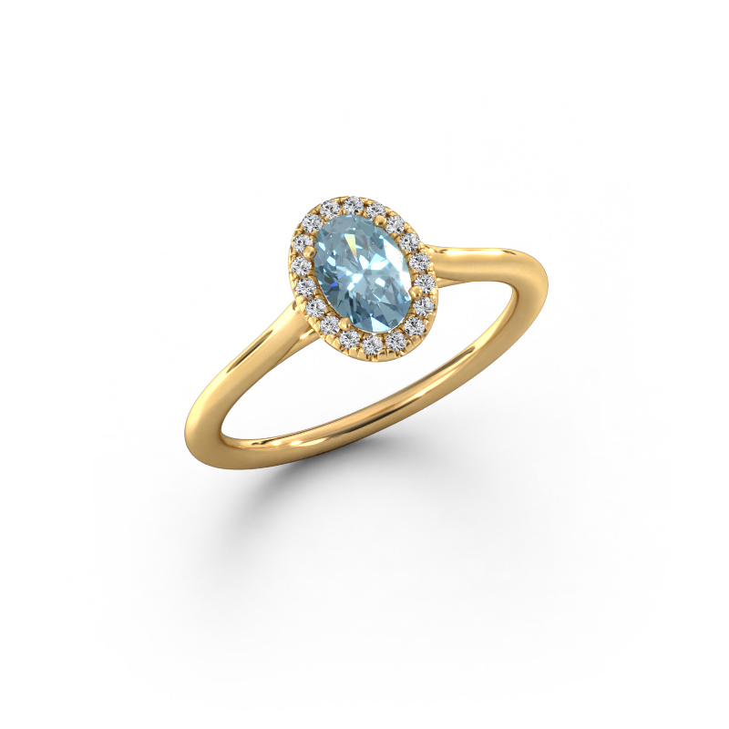 Image of Engagement ring Seline ovl 1 585 gold Blue lab grown diamond 6x4 mm