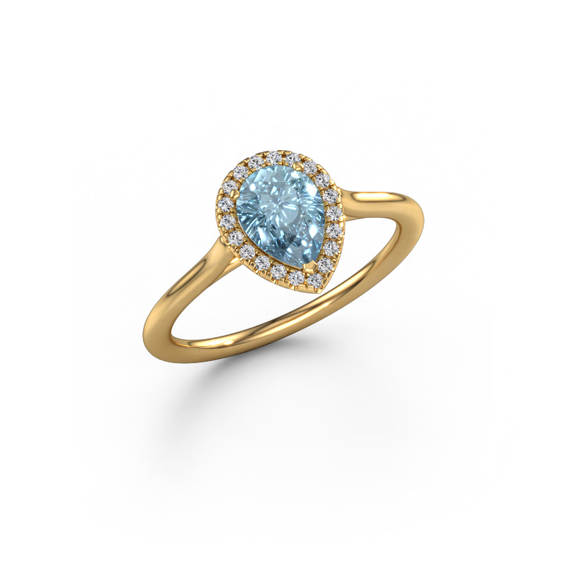 Image of Engagement ring Seline per 1 585 gold Blue lab grown diamond 7x5 mm