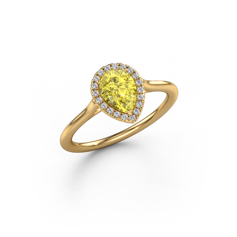 Image of Engagement ring Seline per 1 585 gold Yellow lab grown diamond 7x5 mm