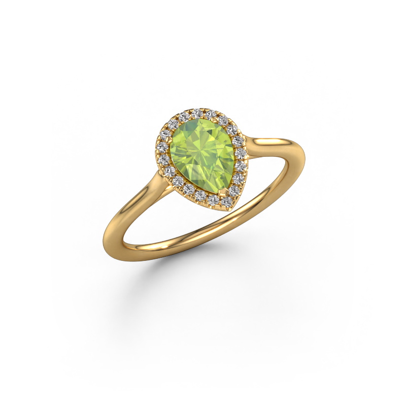 Image of Engagement ring Seline per 1 585 gold Peridot 7x5 mm
