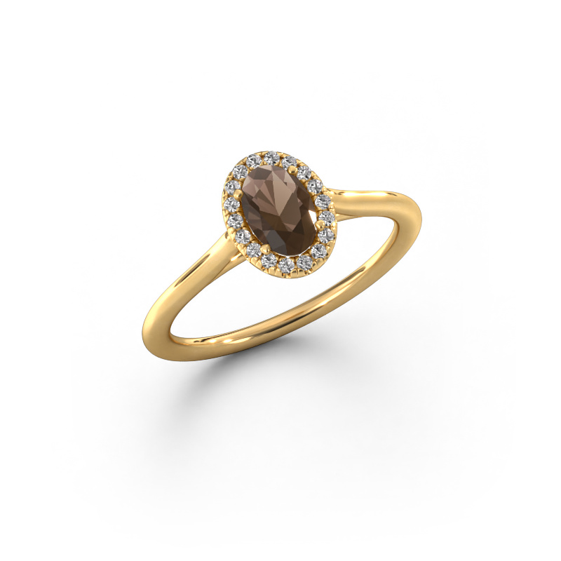Image of Engagement ring Seline ovl 1 585 gold Smokey quartz 6x4 mm