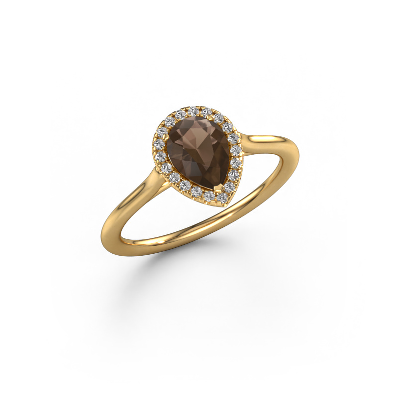 Image of Engagement ring Seline per 1 585 gold Smokey quartz 7x5 mm
