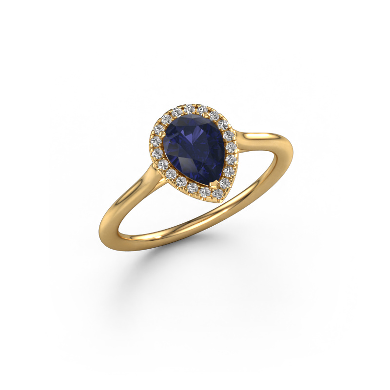 Image of Engagement ring Seline per 1 585 gold Sapphire 7x5 mm
