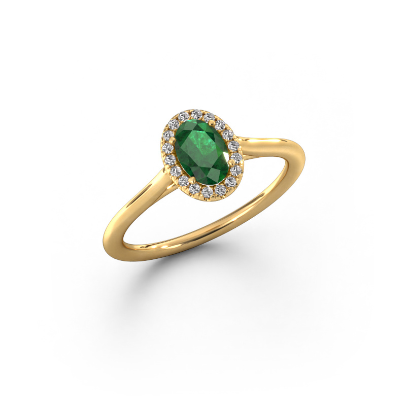 Image of Engagement ring Seline ovl 1 585 gold Emerald 6x4 mm