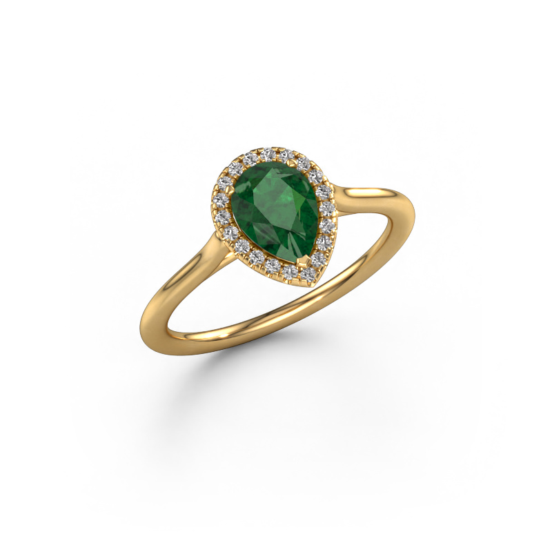 Image of Engagement ring Seline per 1 585 gold Emerald 7x5 mm