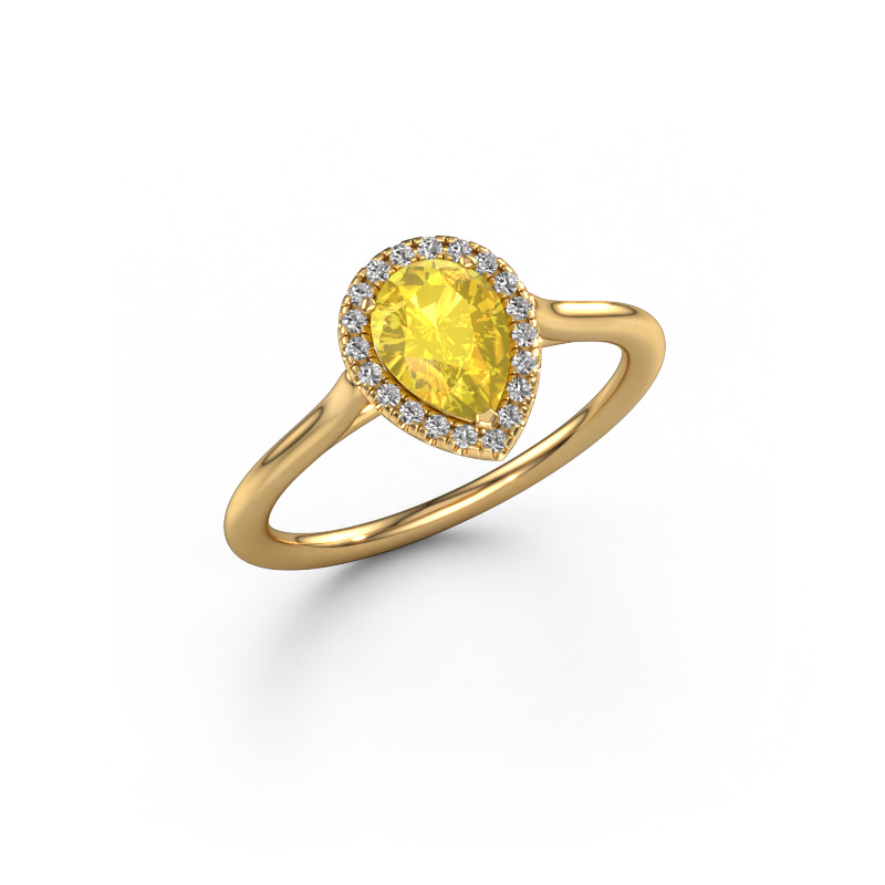 Bild von Verlobungsring Seline per 1 585 Gold Gelb Saphir 7x5 mm