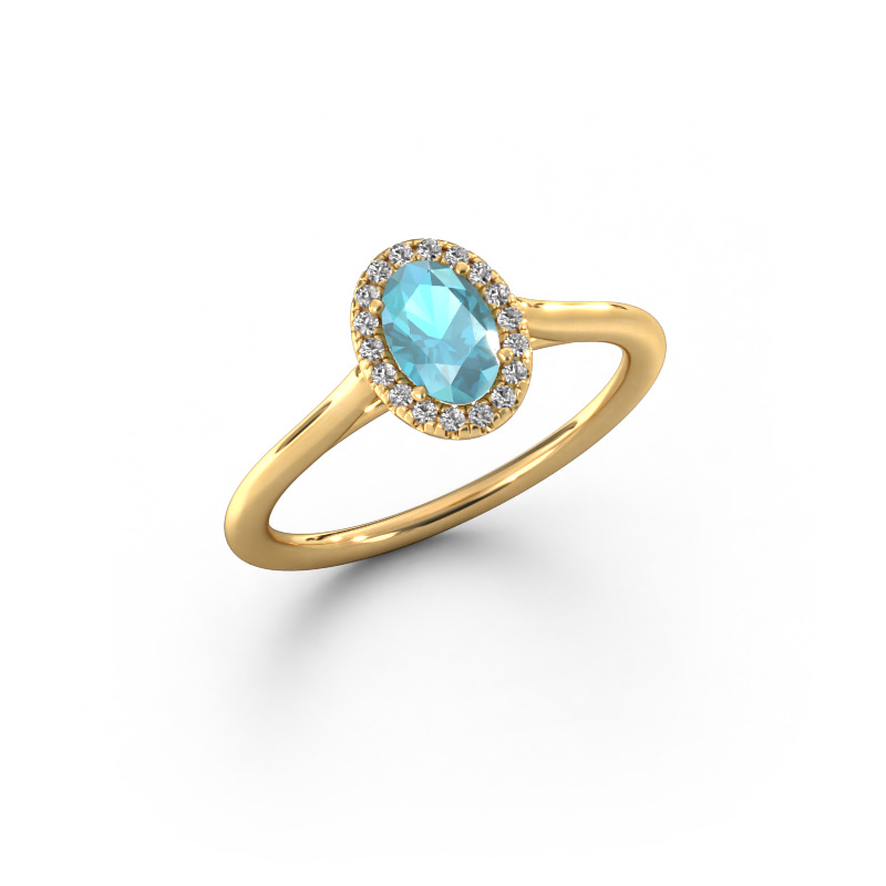 Bild von Verlobungsring Seline ovl 1 585 Gold Blau Topas 6x4 mm