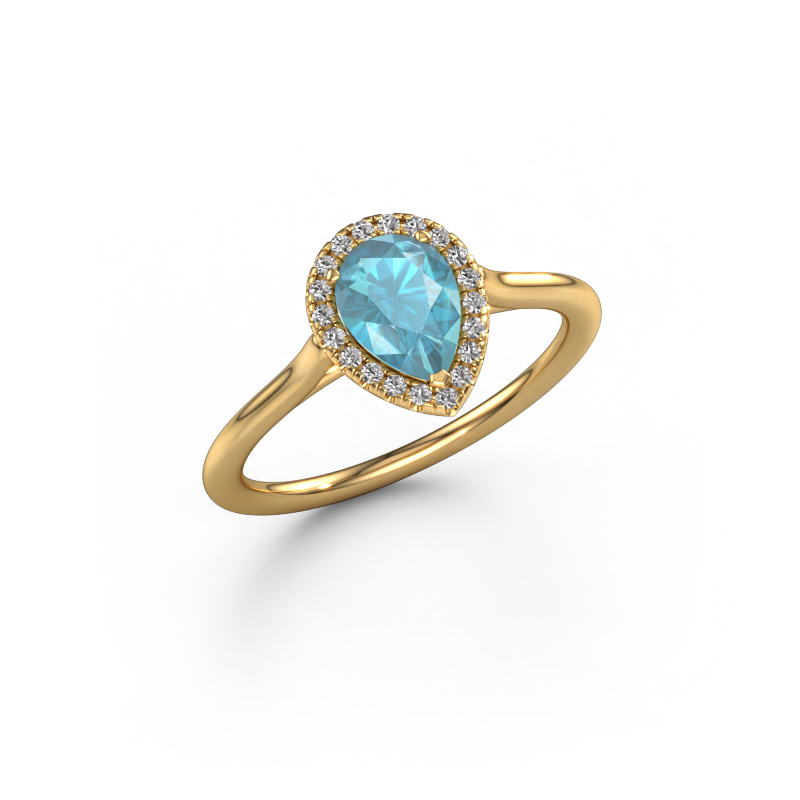 Bild von Verlobungsring Seline per 1 585 Gold Blau Topas 7x5 mm