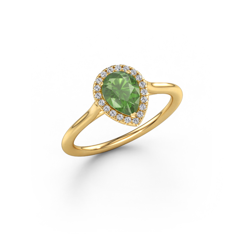 Bild von Verlobungsring Seline per 1 585 Gold Turmalin grün 7x5 mm