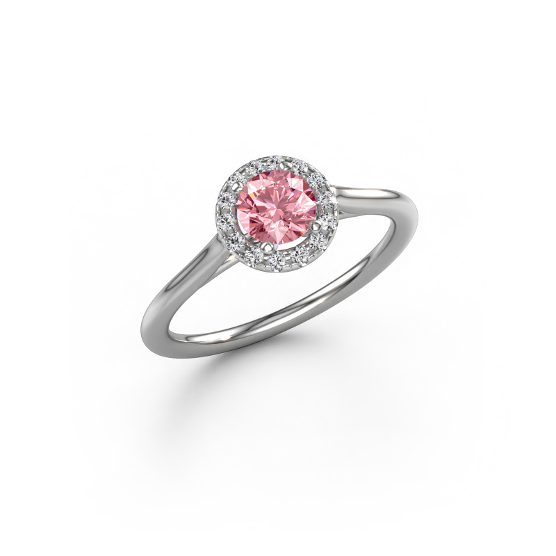 Image of Engagement ring Seline rnd 1 950 platinum Pink lab grown diamond 5 mm
