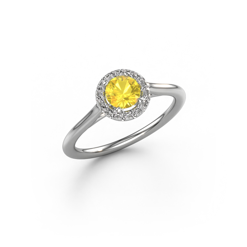 Image of Engagement ring Seline rnd 1 950 platinum Yellow sapphire 5 mm