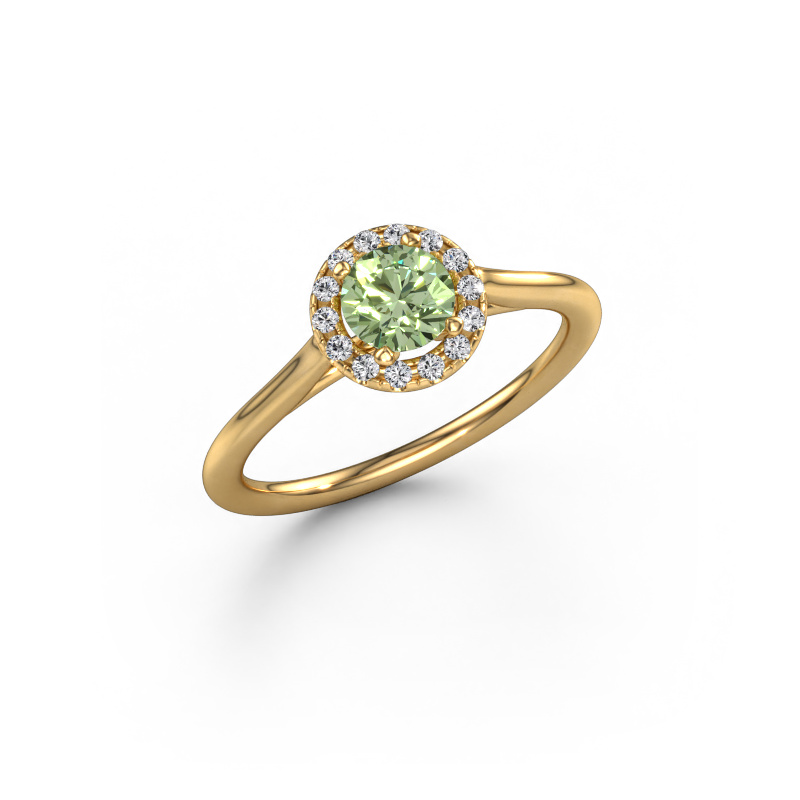 Image of Engagement ring Seline rnd 1 585 gold Green lab grown diamond 5 mm