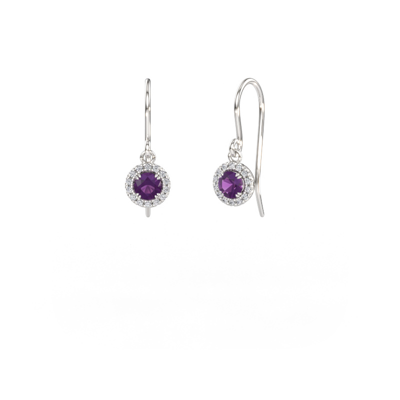 Image de Boucles d'oreilles Seline rnd 2 950 platine Améthyste 4 mm