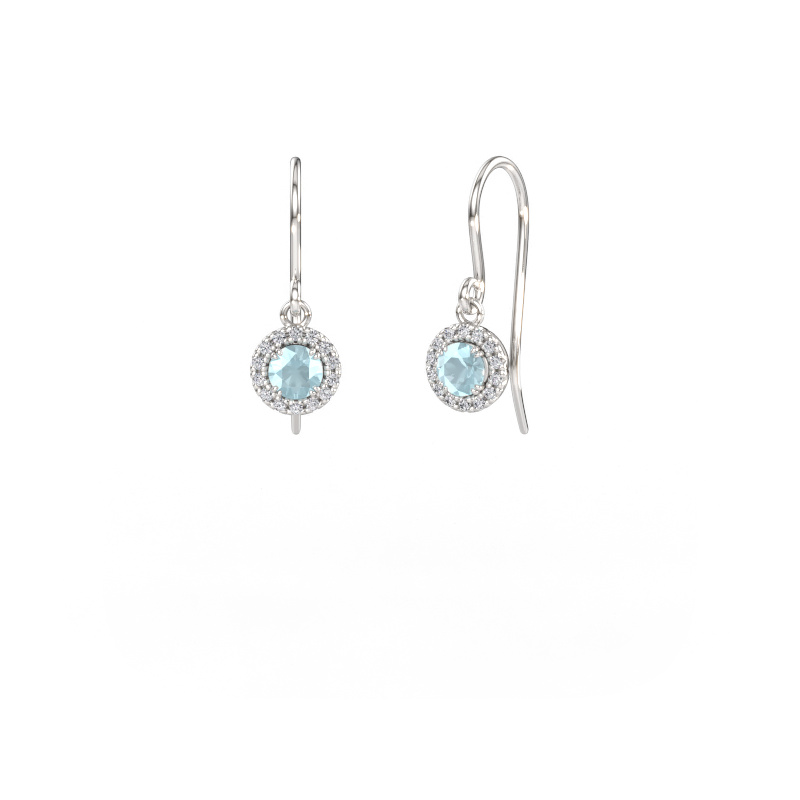 Image de Boucles d'oreilles Seline rnd 2 585 or blanc Aigue-marine 4 mm