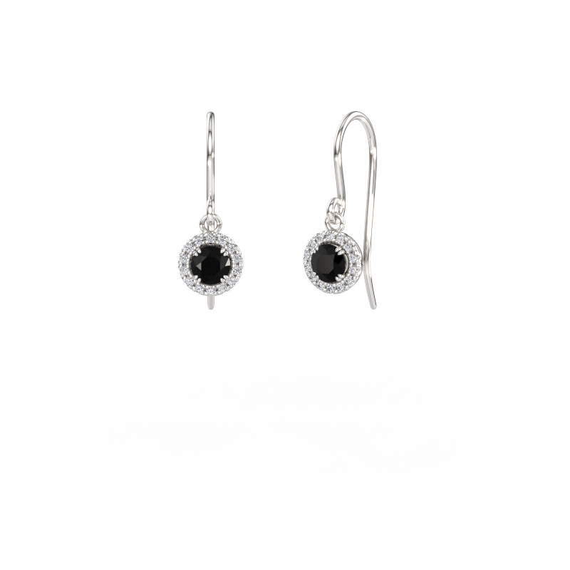 Image de Boucles d'oreilles Seline rnd 2 585 or blanc Diamant noir 0.74 crt