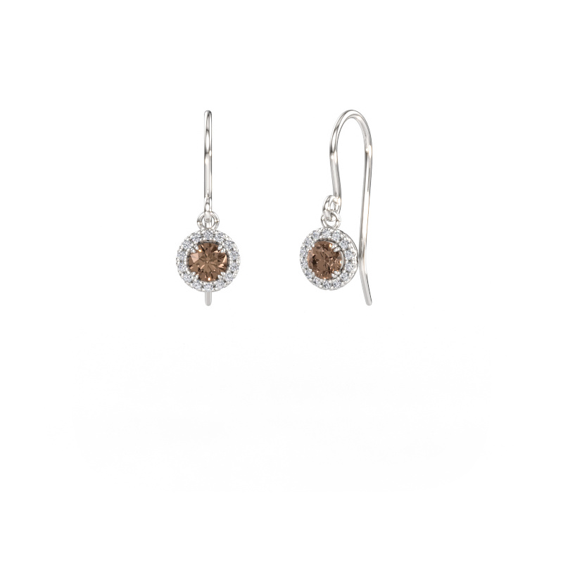 Image de Boucles d'oreilles Seline rnd 2 585 or blanc Diamant brun 0.64 crt