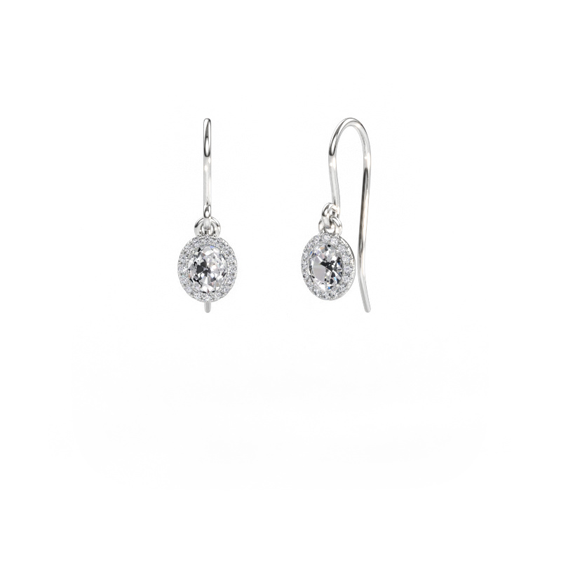 Immagine di Orecchini pendenti Seline 2 ovl 585 oro bianco Diamante 0.84 crt