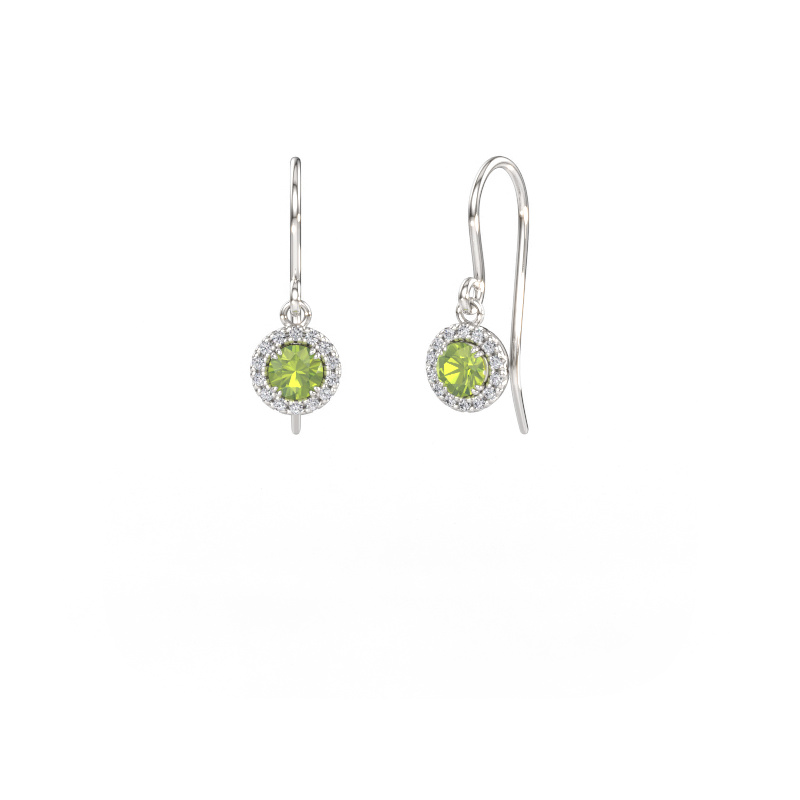 Immagine di Orecchini Seline rnd 2 585 oro bianco Peridoto 4 mm