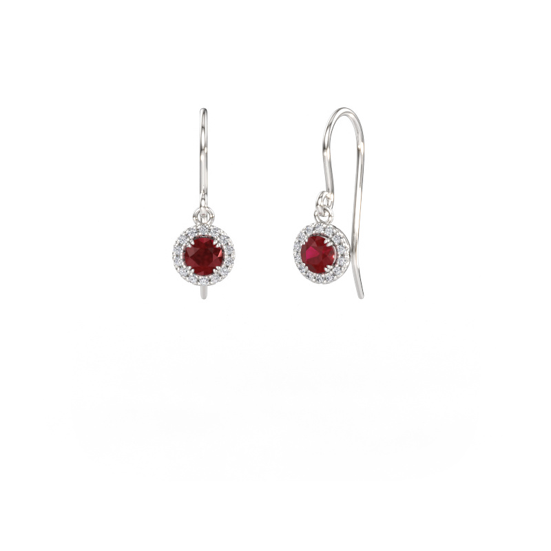 Image of Earrings Seline rnd 2 950 platinum Ruby 4 mm