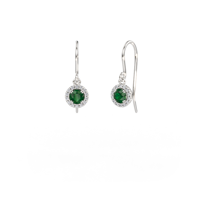 Image de Boucles d'oreilles Seline rnd 2 585 or blanc Emeraude 4 mm
