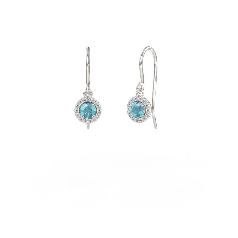 Image de Boucles d'oreilles Seline rnd 2 585 or blanc Topaze bleue 4 mm