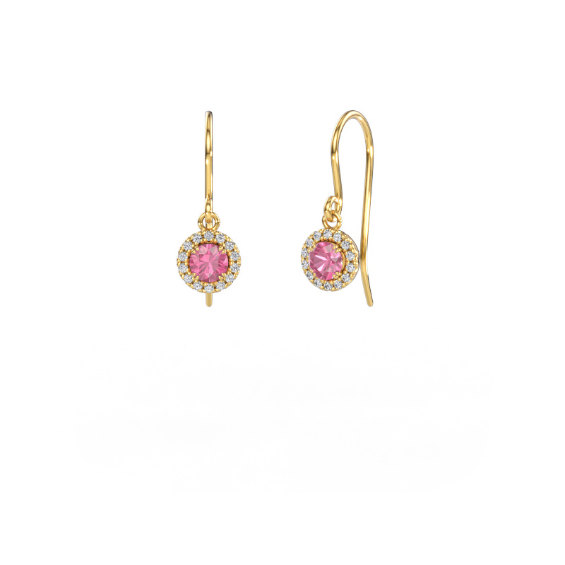 Image of Earrings Seline rnd 2 585 gold Pink sapphire 4 mm