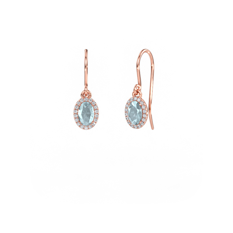 Bild von Ohrhänger Seline 2 ovl 585 Roségold Aquamarin 6x4 mm