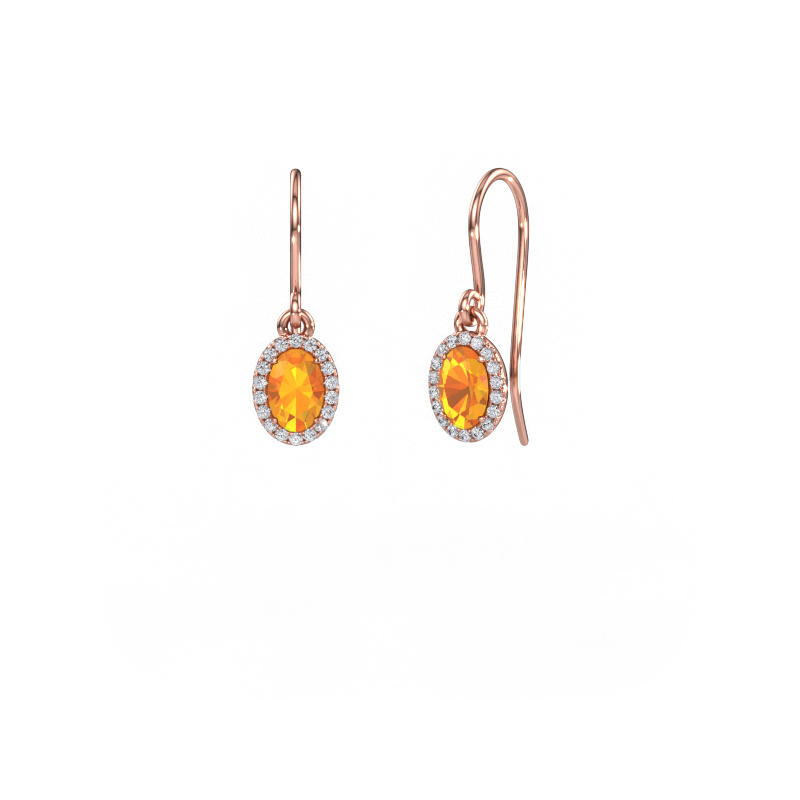 Afbeelding van Oorhangers Seline 2 ovl 585 rosé goud Citrien 6x4 mm