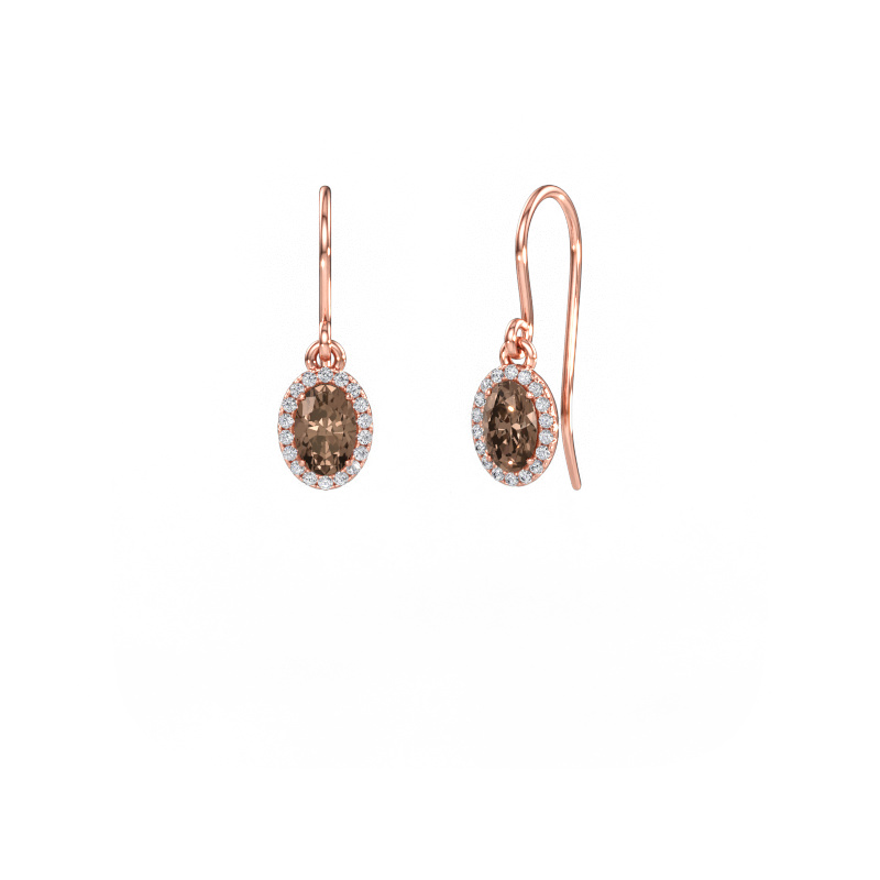 Image de Pendants d'oreilles Seline 2 ovl 585 or rose Diamant brun 0.96 crt