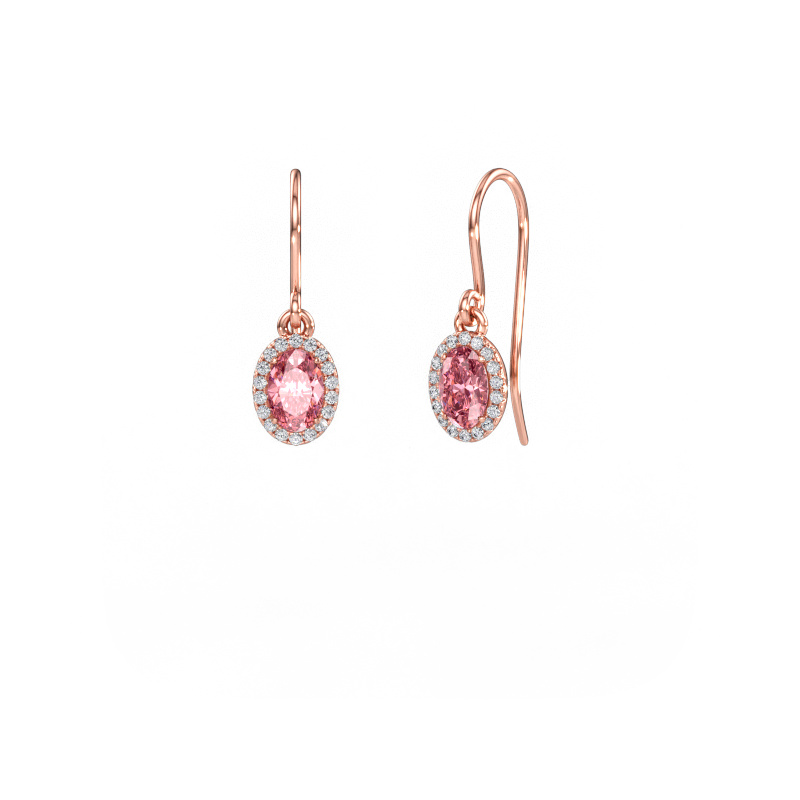 Immagine di Orecchini pendenti Seline 2 ovl 585 oro rosa Diamante lab grown rosa 6x4 mm