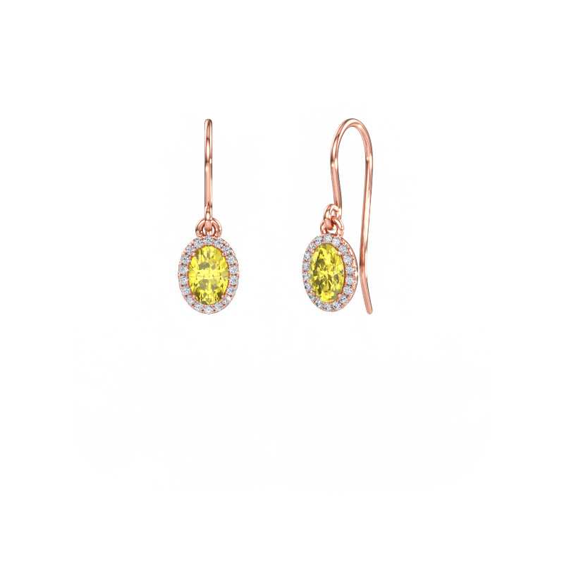 Bild av Hängande örhängen Seline 2 ovl 585 roséguld Gul labbodlad diamant 6x4 mm